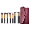10 pcs makeup brush set  Portable fashion high-end beauty tool set (Black  Gold) with bag
