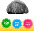 100 Pack Black Micro Nylon Hairnets 28' Size Disposable Black Hairnets with Elastic Edge Mesh Stretchable Hairnet Caps for Food Service Cooking Indust