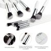 10 pcs makeup brush set  Portable fashion high-end beauty tool set (White  Silver) with bag