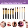 10 pcs makeup brush set  Portable fashion high-end beauty tool set (Black  Gold) with bag