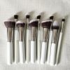 10 pcs makeup brush set  Portable fashion high-end beauty tool set (White  Silver) with bag