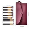 10 pcs makeup brush set  Portable fashion high-end beauty tool set (Black  Gold) with bag