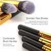 10 pcs makeup brush set  Portable fashion high-end beauty tool set (Black  Gold) with bag