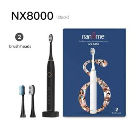 Nandme NX8000 Smart Sonic Electric Toothbrush IPX7 Waterproof Micro Vibration Deep Cleaning Whitener Without Hurting Teeth (Color: blackx2 brush head)