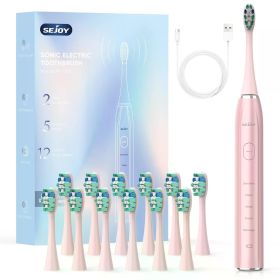 SEJOY Oral Cleaning Electric Tooth Brushes Long Lasting Smart Rechargeable Automatic Ultrasonic Electric Toothbrush (Color: Rose Gold)