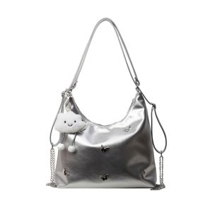 Handbags For Women Large Designer Ladies Crossbody Bags Purses For Women, Leather Cross Body Bags With Adjustable Straps, Women's Shoulder Handbags (Color: Silver)