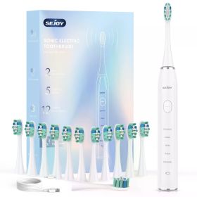 SEJOY Oral Cleaning Electric Tooth Brushes Long Lasting Smart Rechargeable Automatic Ultrasonic Electric Toothbrush (Color: White)