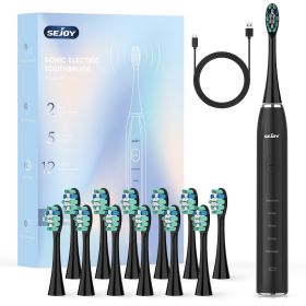 SEJOY Oral Cleaning Electric Tooth Brushes Long Lasting Smart Rechargeable Automatic Ultrasonic Electric Toothbrush (Color: Black)