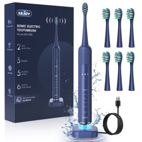 SEJOY Oral Cleaning Personal Sonic Electric Toothbrush Care Appliances IPX7 5 Modes Smart Rechargeable Automatic Toothbrush (Color: Blue)